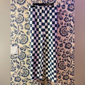 NWT Flattering Checkerboard Wide Leg Sweater Pants 3X